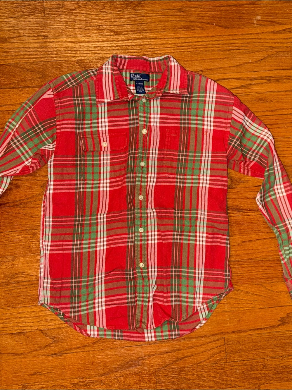 Ralph Lauren Red & Green Plaid Button-Down Kids Shirt